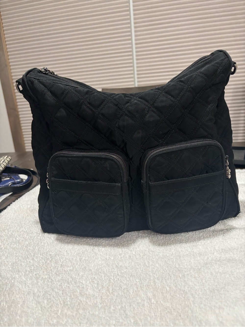 Vera Bradley Black Quilted Shoulder Bag with Dual Front Pockets